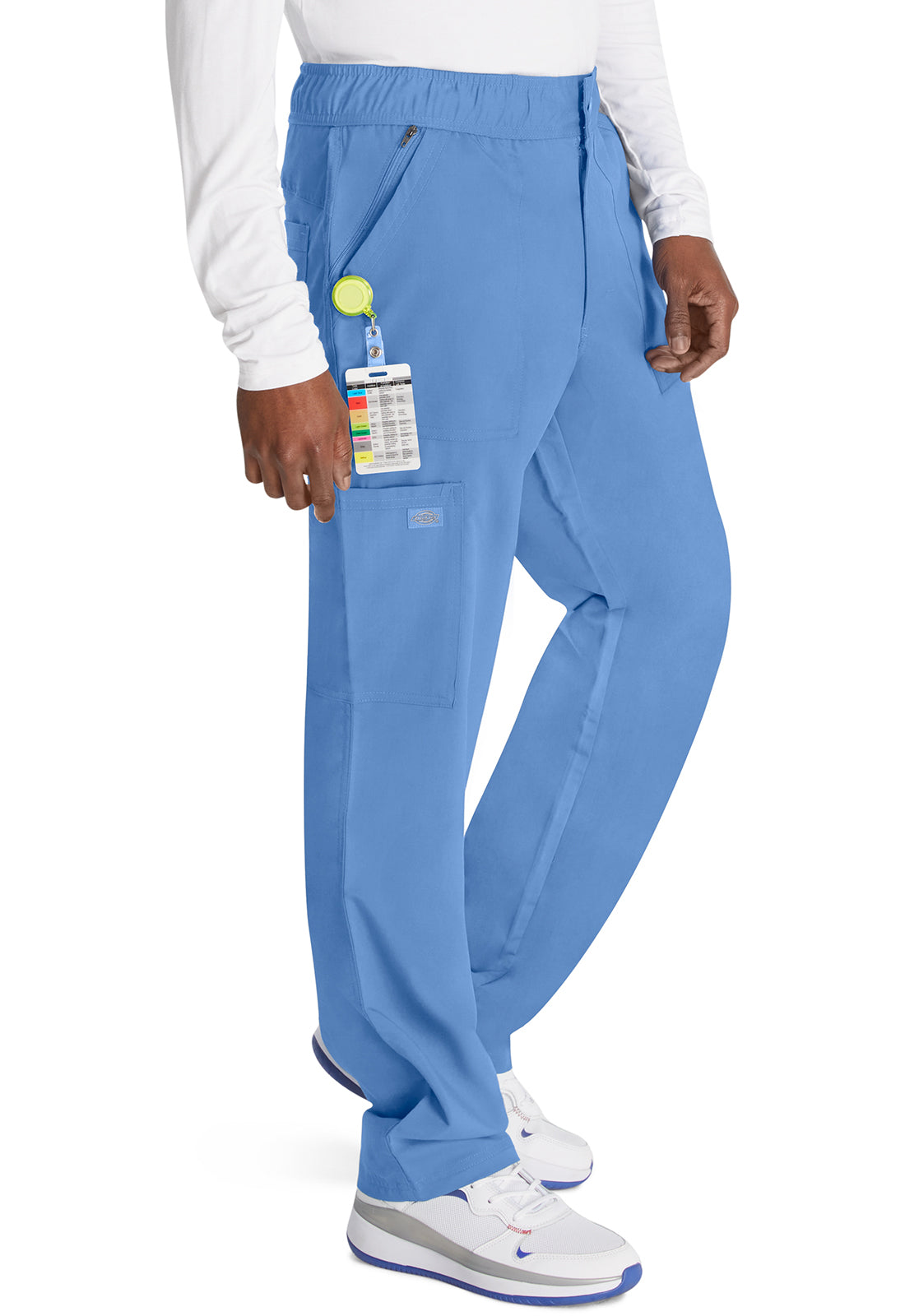 Herenbroek met middelhoge taille en rechte pijpen met elastische tailleband en 2-way stretch