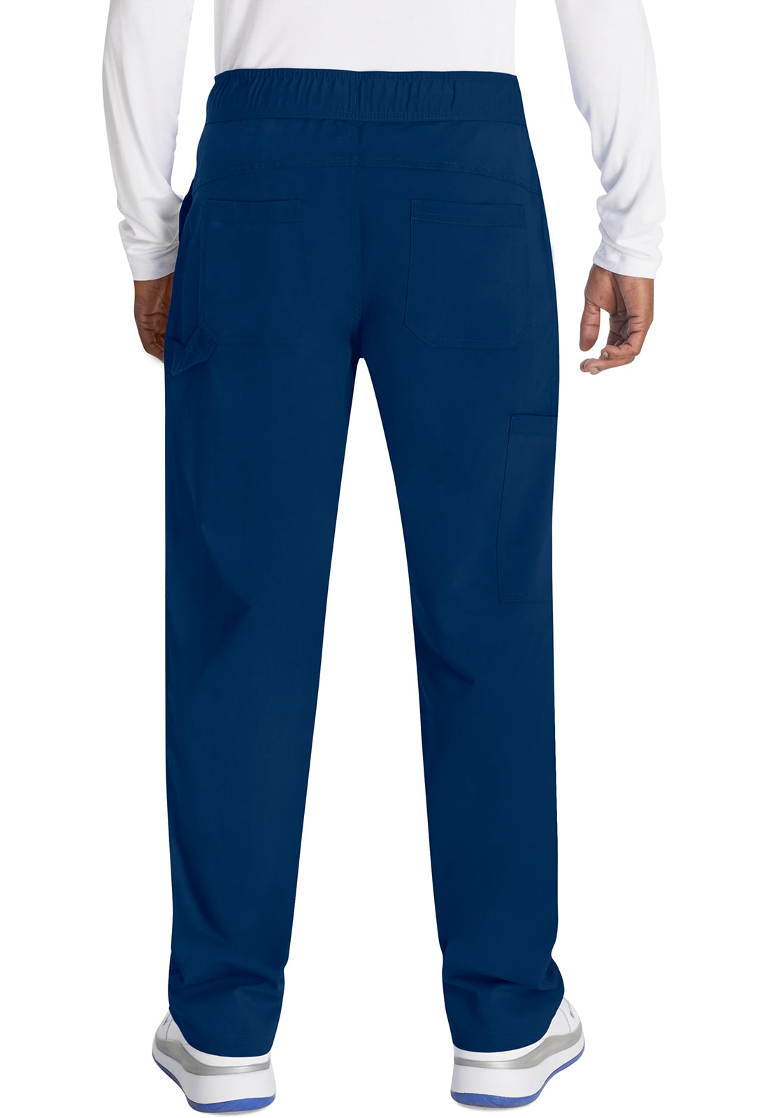 Herenbroek met middelhoge taille en rechte pijpen met elastische tailleband en 2-way stretch