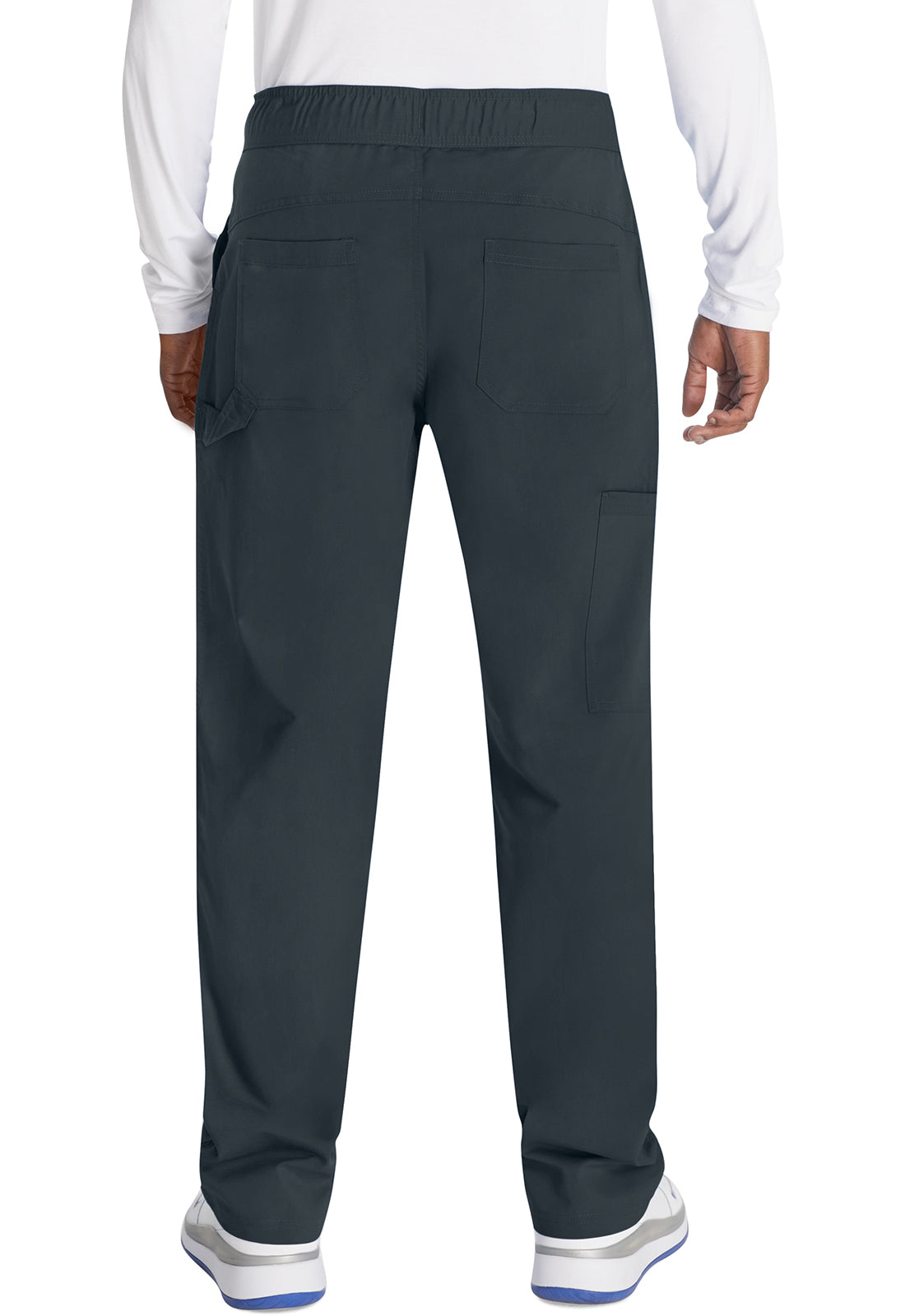 Herenbroek met middelhoge taille en rechte pijpen met elastische tailleband en 2-way stretch