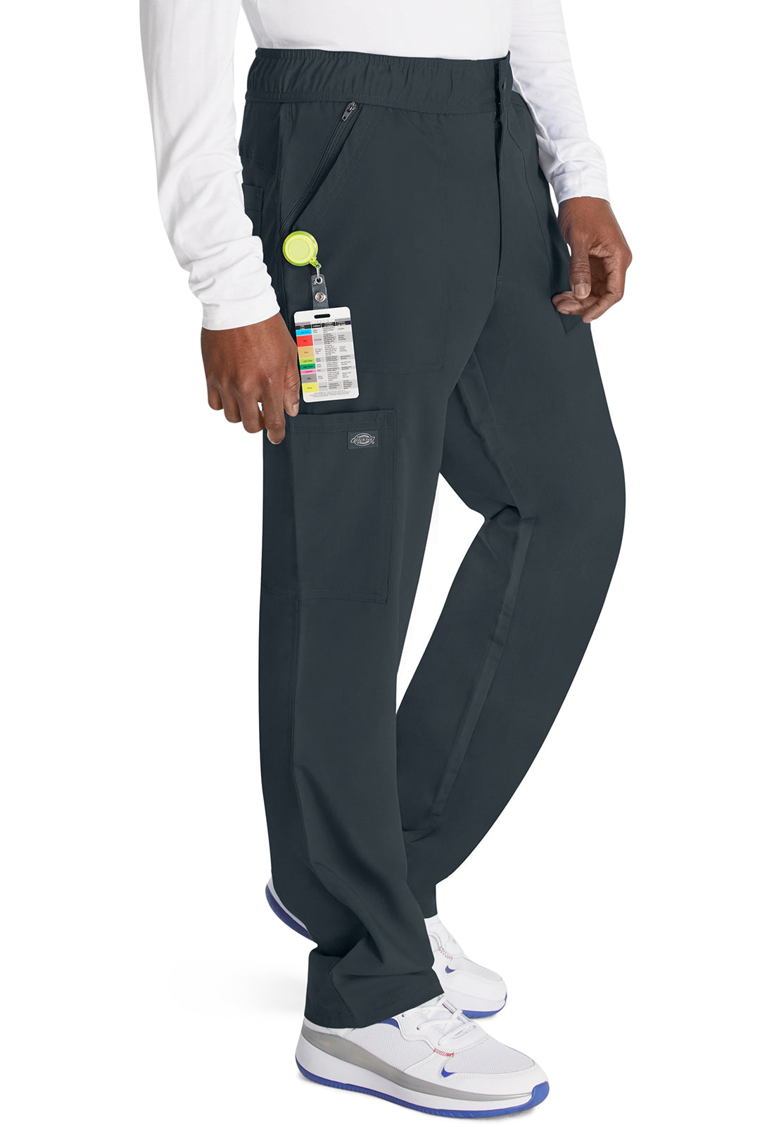 Herenbroek met middelhoge taille en rechte pijpen met elastische tailleband en 2-way stretch