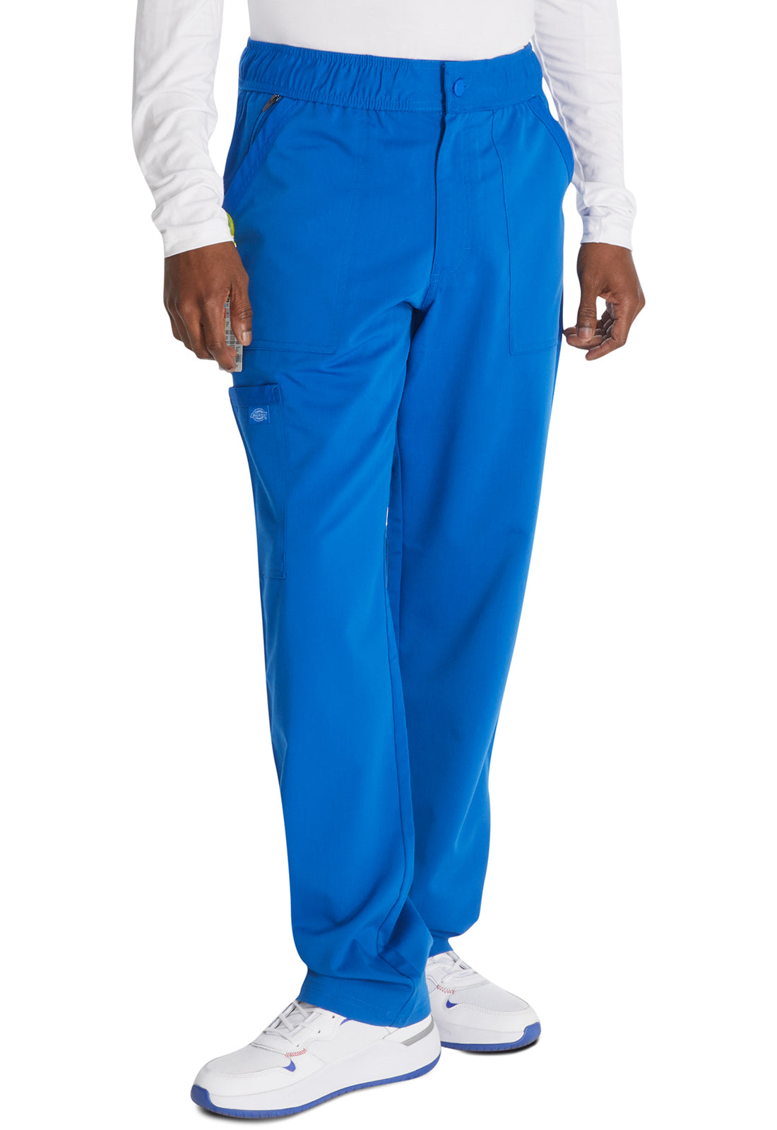 Herenbroek met middelhoge taille en rechte pijpen met elastische tailleband en 2-way stretch
