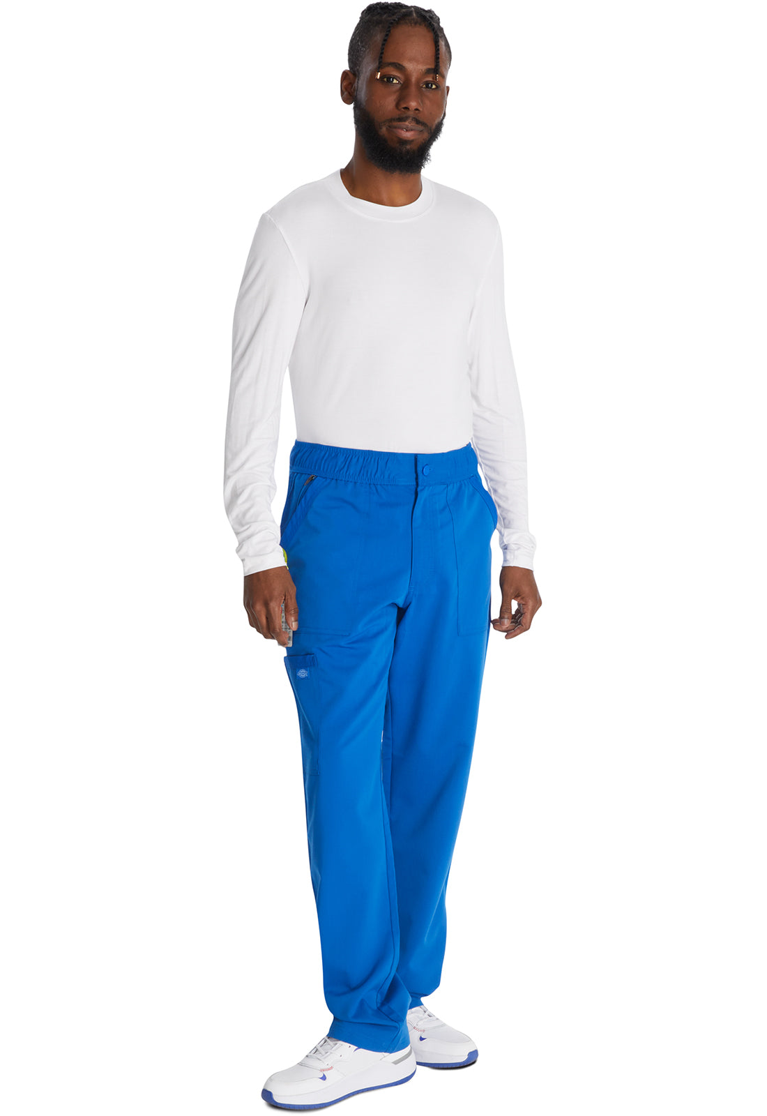 Herenbroek met middelhoge taille en rechte pijpen met elastische tailleband en 2-way stretch