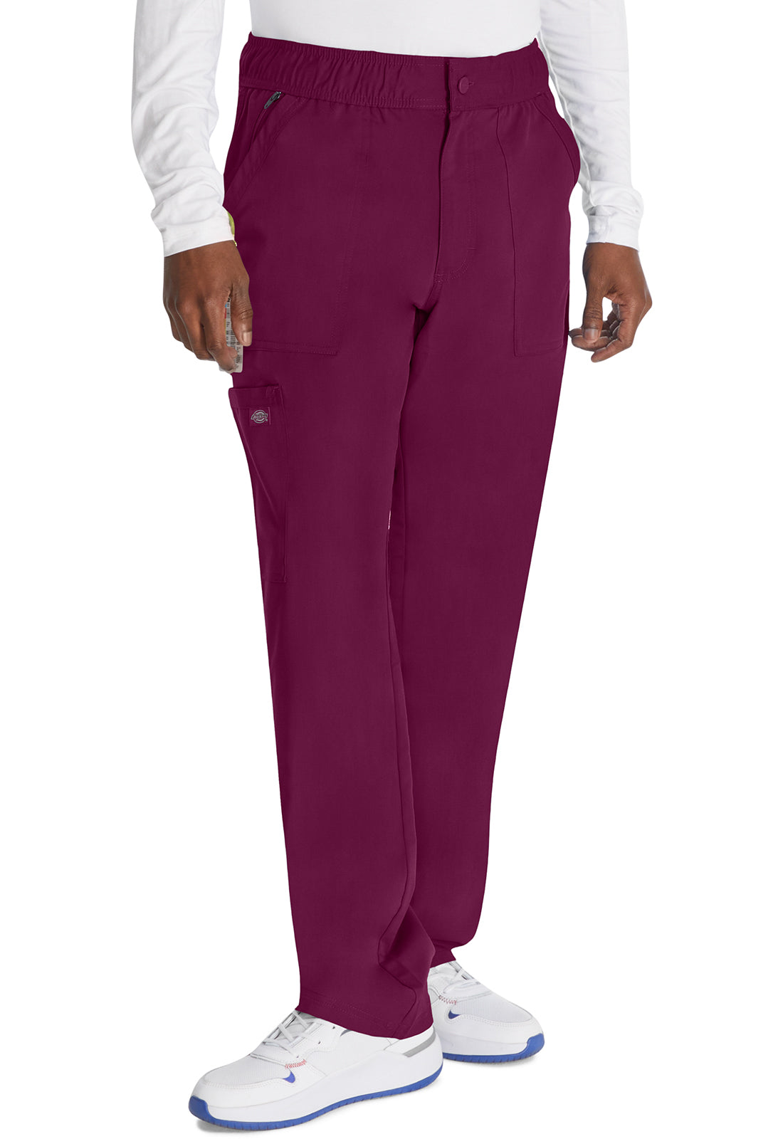 Herenbroek met middelhoge taille en rechte pijpen met elastische tailleband en 2-way stretch