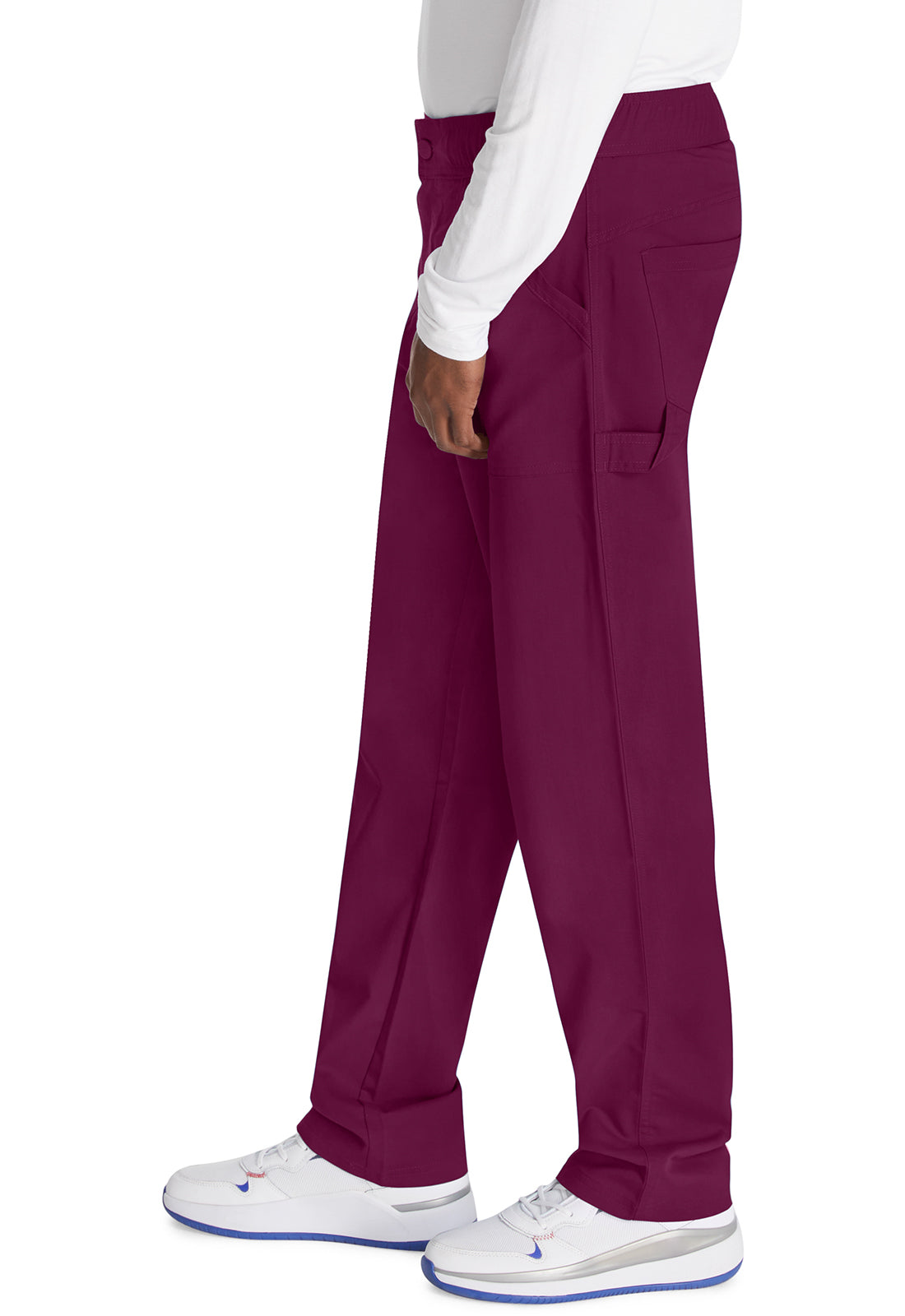 Herenbroek met middelhoge taille en rechte pijpen met elastische tailleband en 2-way stretch