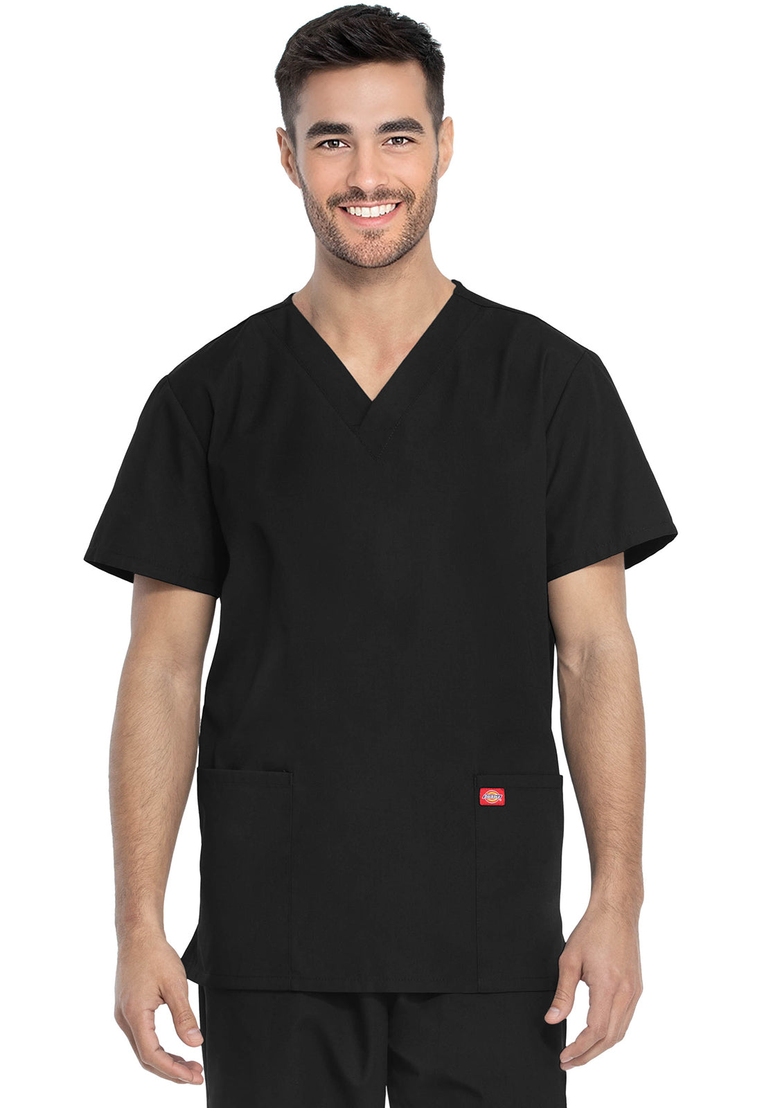 Unisex top en broek set met V-hals en taps toelopende broek met trekkoord
