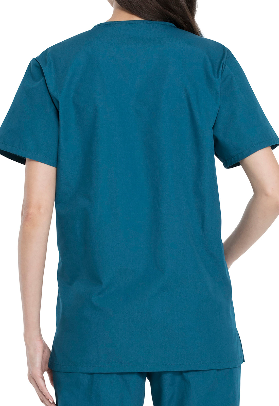 Unisex top en broek set met V-hals en taps toelopende broek met trekkoord