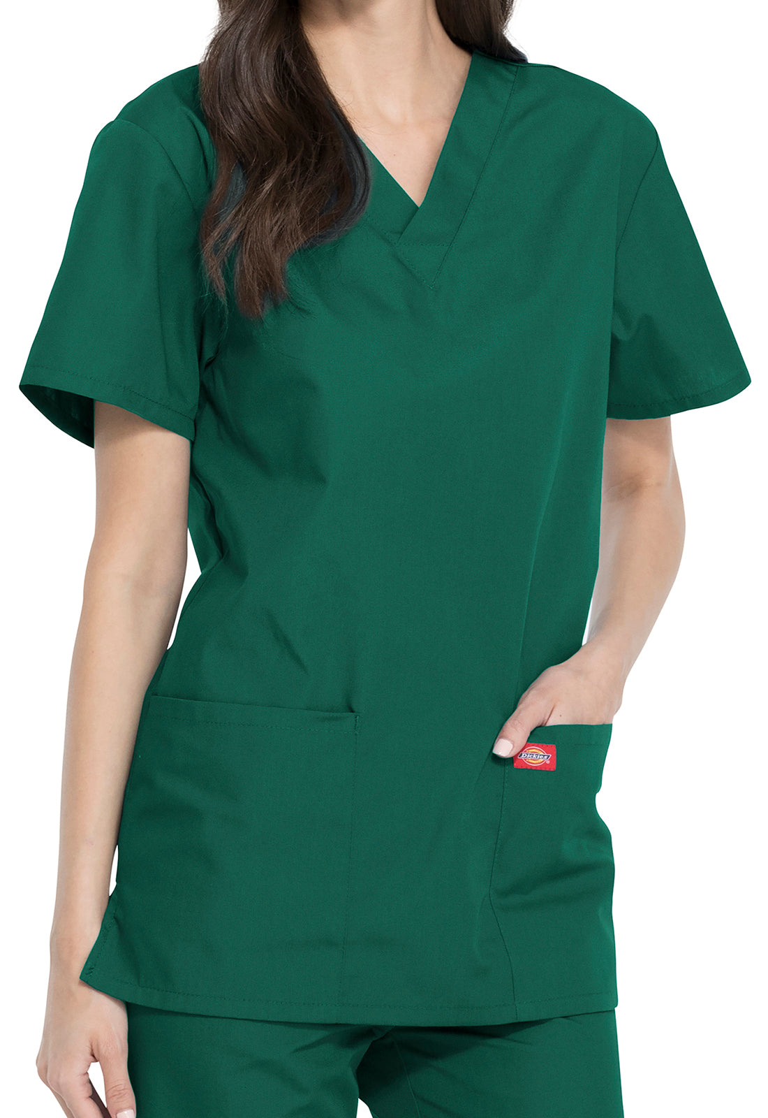 Unisex top en broek set met V-hals en taps toelopende broek met trekkoord