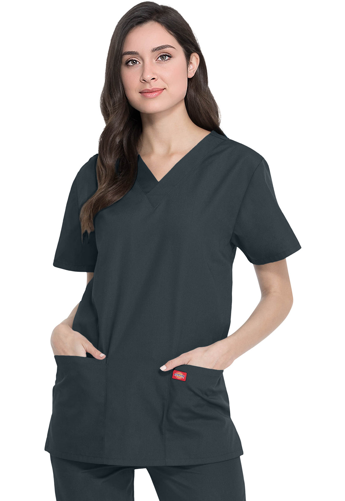 Unisex top en broek set met V-hals en taps toelopende broek met trekkoord