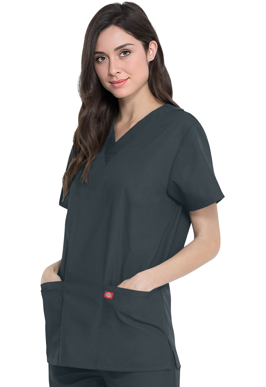 Unisex top en broek set met V-hals en taps toelopende broek met trekkoord