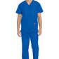 Unisex top en broek set met V-hals en taps toelopende broek met trekkoord