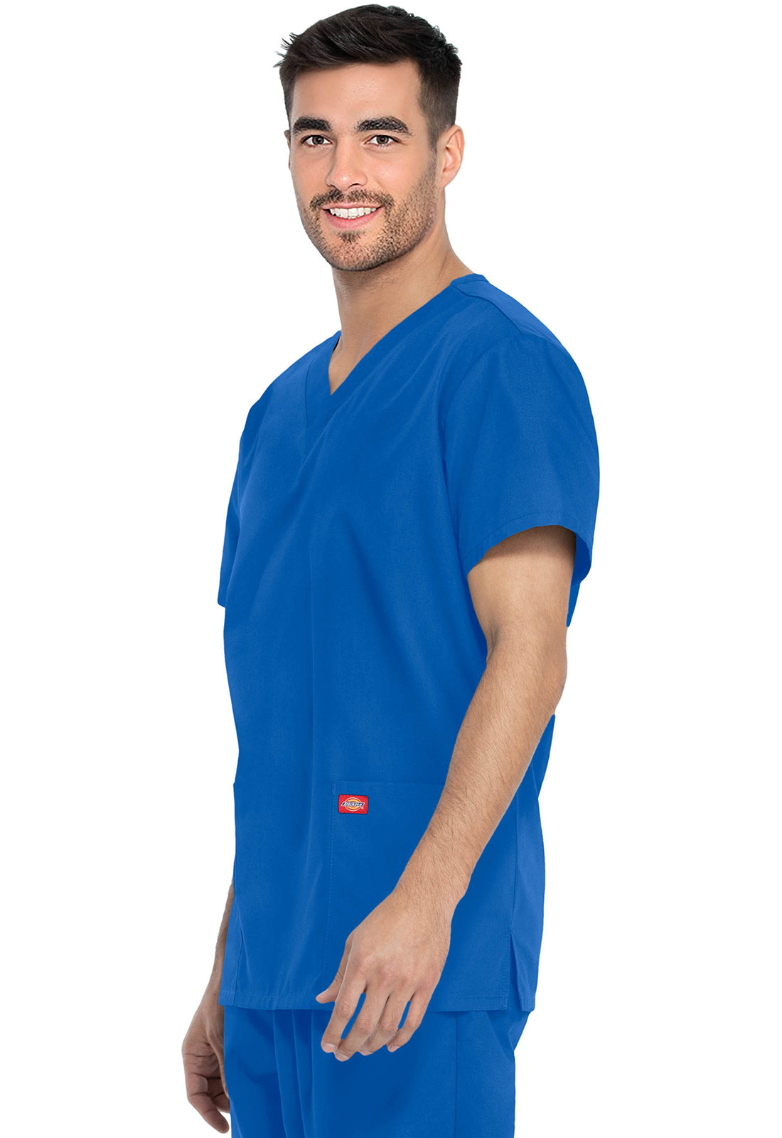 Unisex top en broek set met V-hals en taps toelopende broek met trekkoord