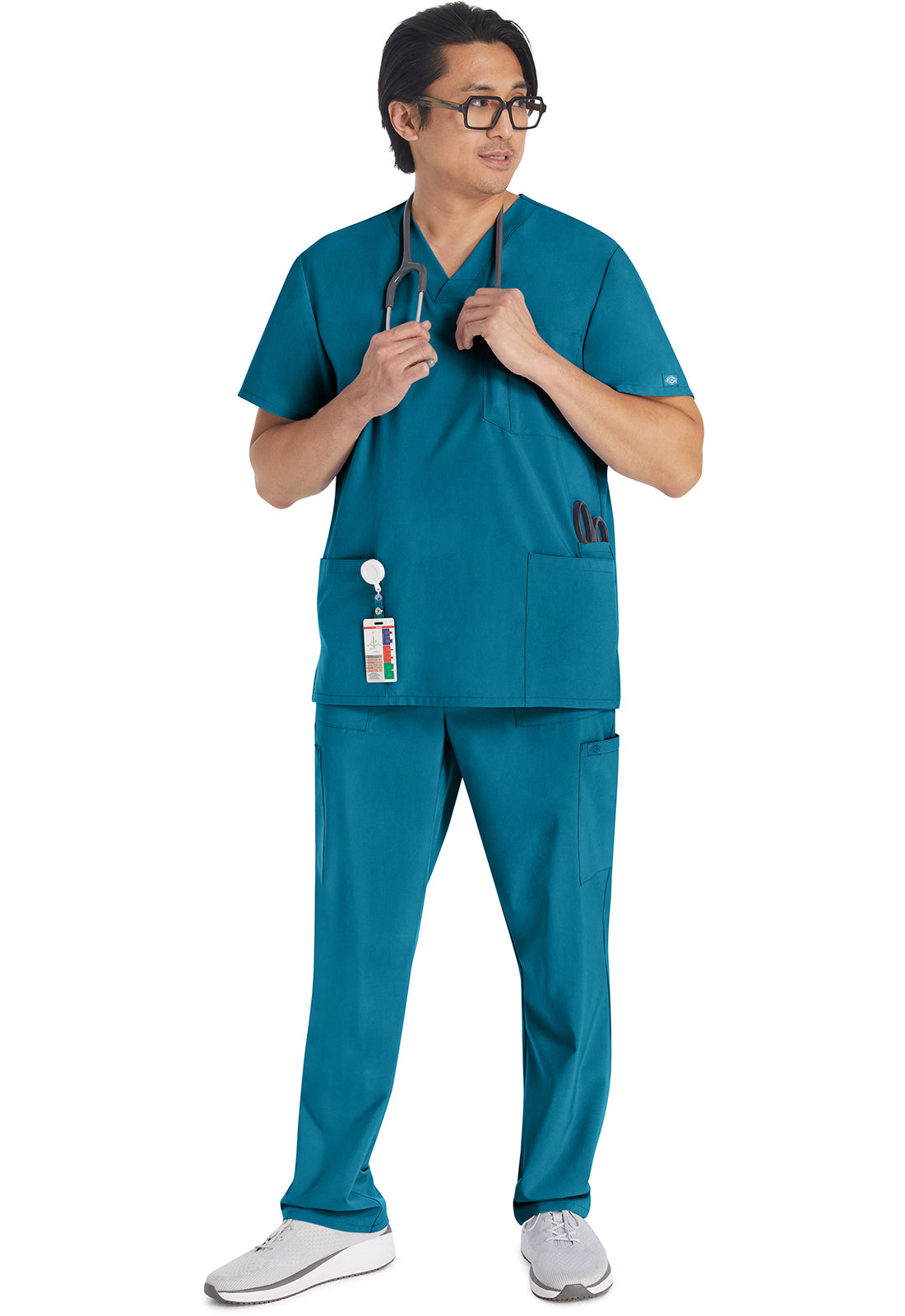 Heren T-shirt met V-hals met moderne pasvorm en 360° stretch