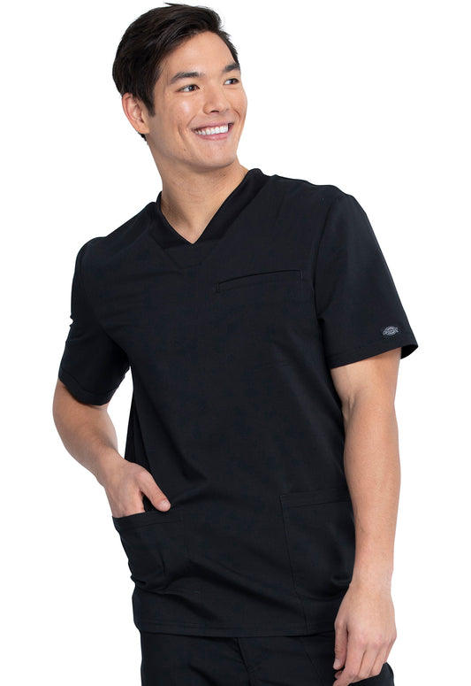 Heren T-shirt met V-hals met gebreide panelen en 2-way stretch