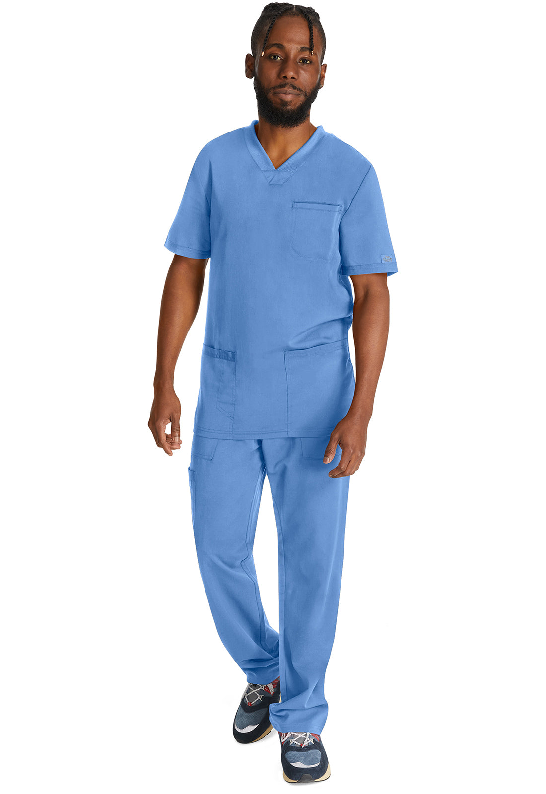 Heren T-shirt met V-hals met gebreide panelen en 2-way stretch