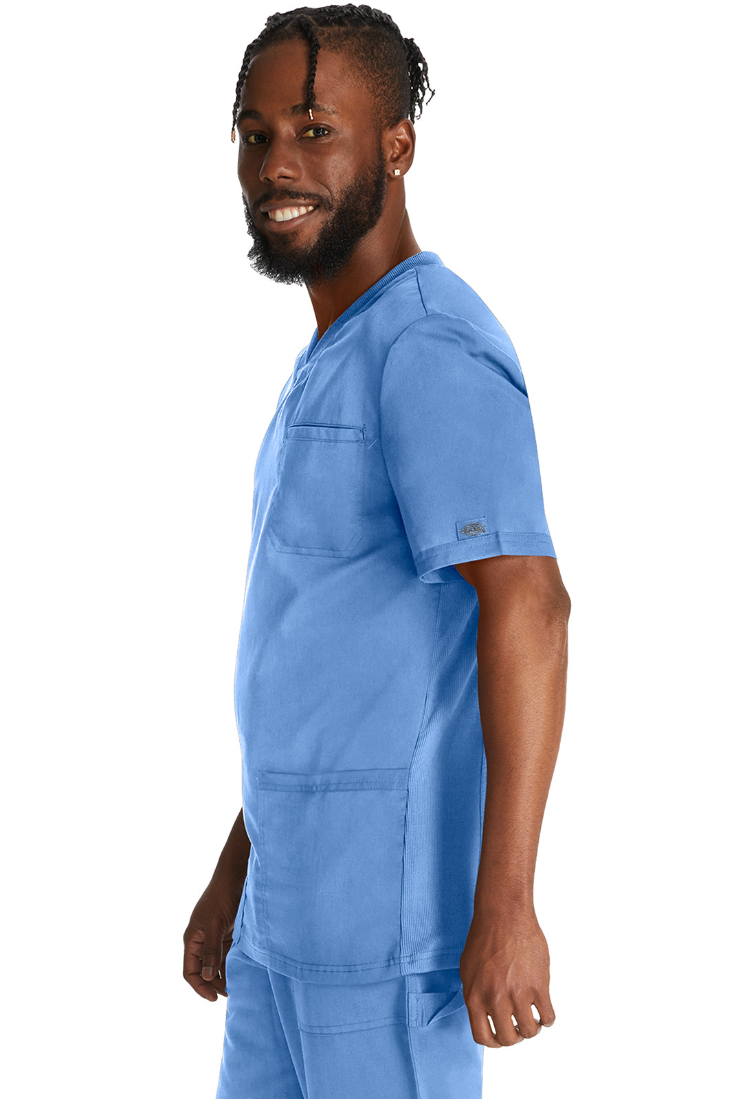 Heren T-shirt met V-hals met gebreide panelen en 2-way stretch