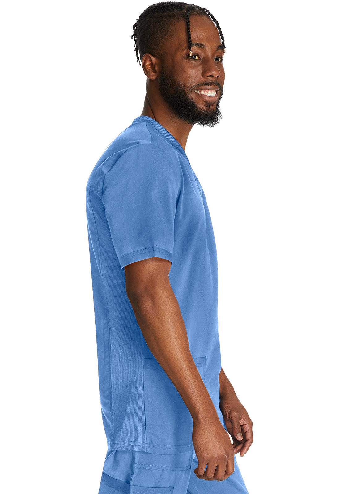 Heren T-shirt met V-hals met gebreide panelen en 2-way stretch