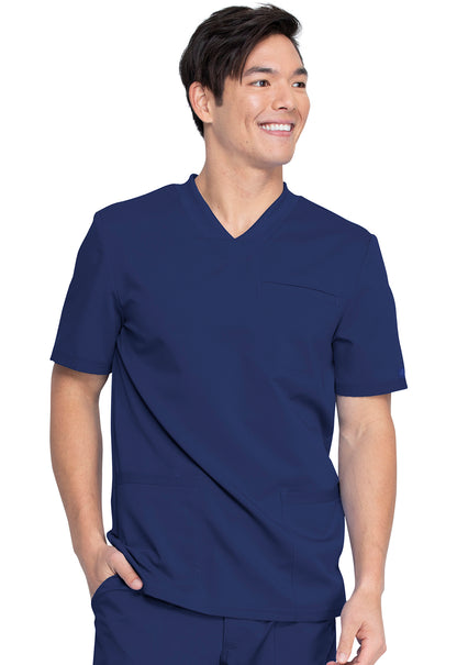 Heren T-shirt met V-hals met gebreide panelen en 2-way stretch