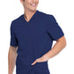 Heren T-shirt met V-hals met gebreide panelen en 2-way stretch