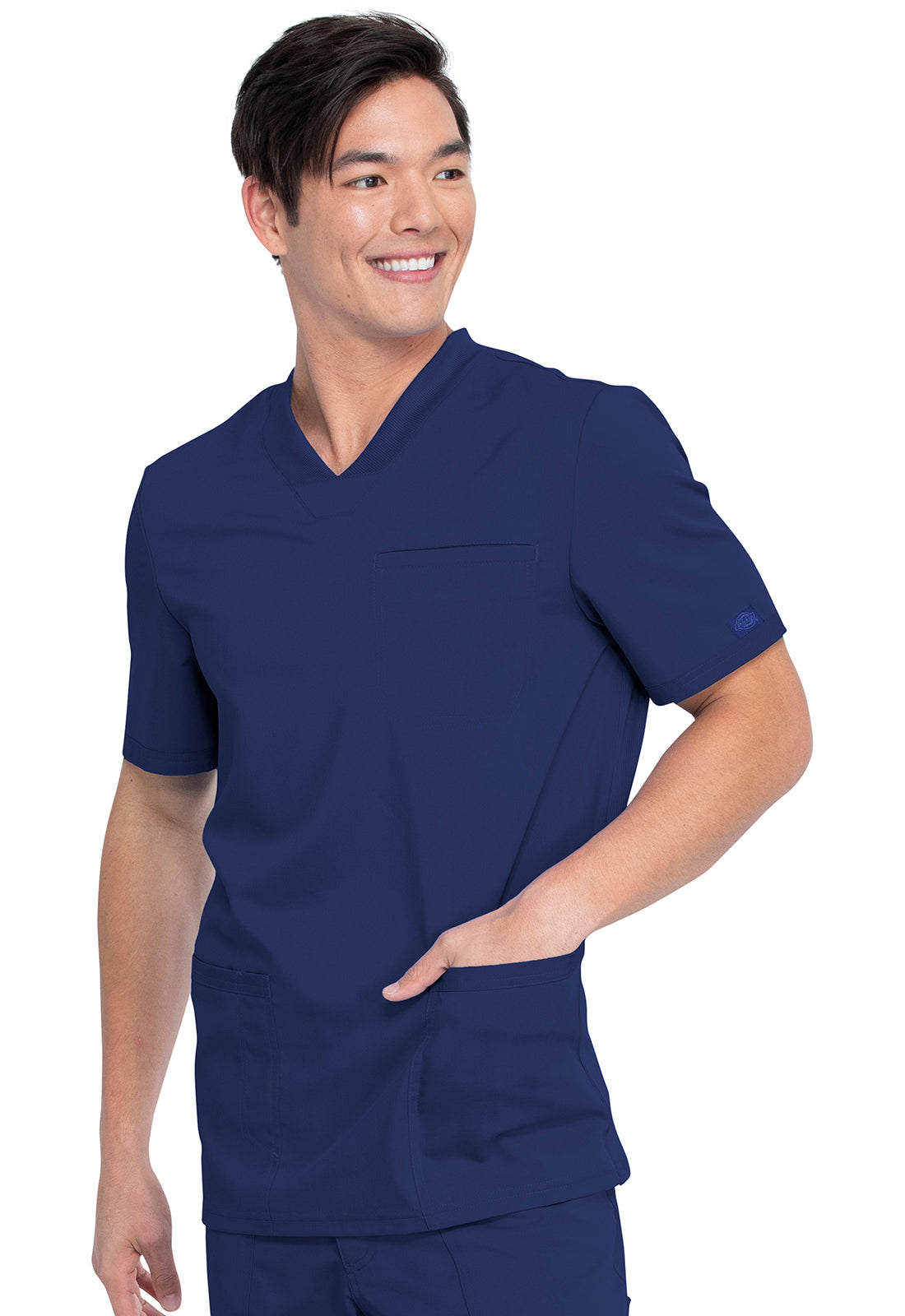 Heren T-shirt met V-hals met gebreide panelen en 2-way stretch