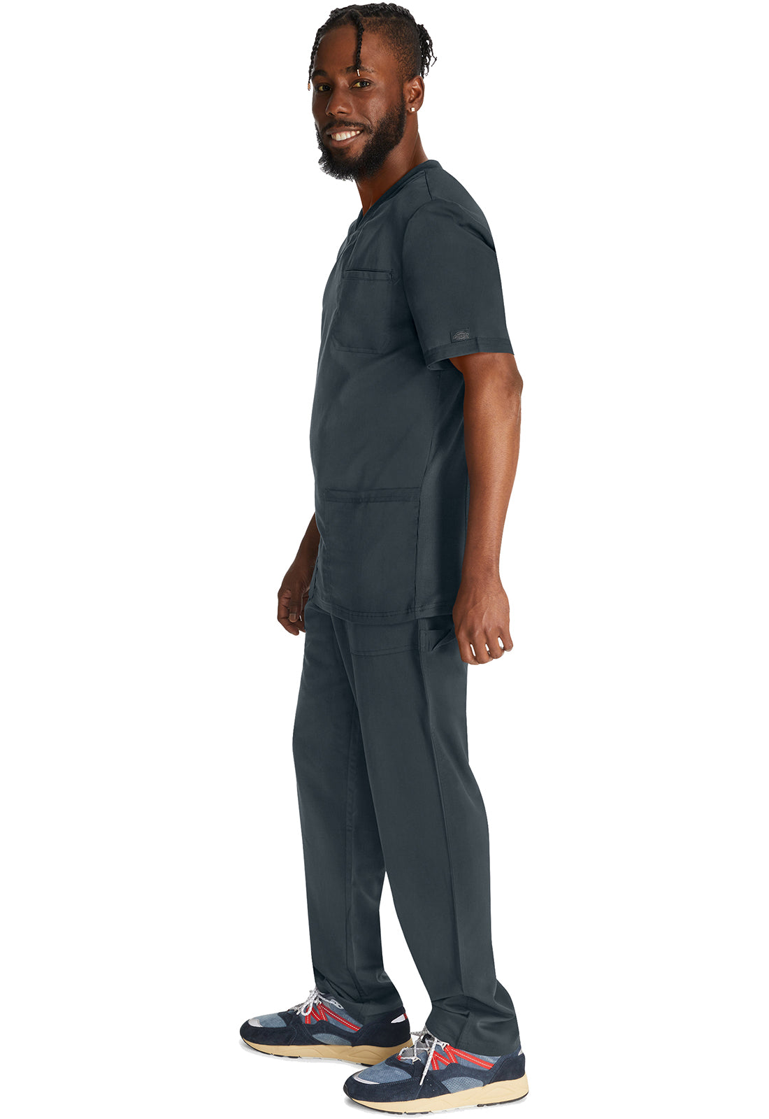 Heren T-shirt met V-hals met gebreide panelen en 2-way stretch
