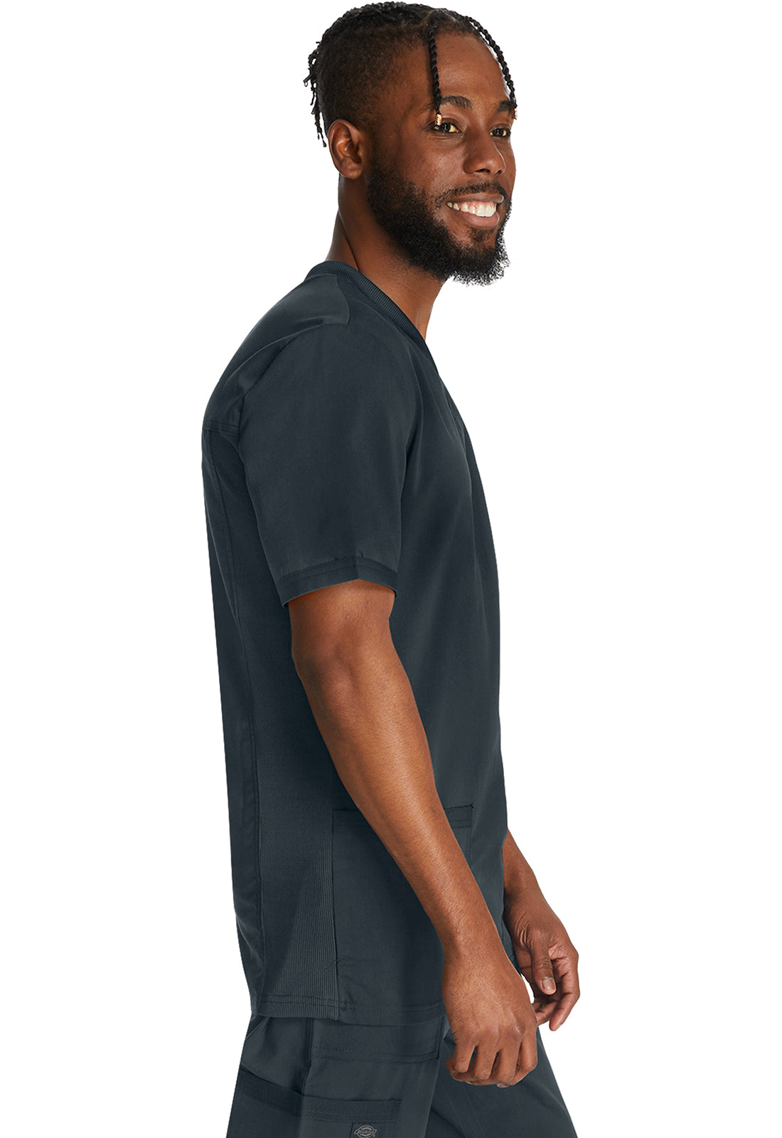 Heren T-shirt met V-hals met gebreide panelen en 2-way stretch