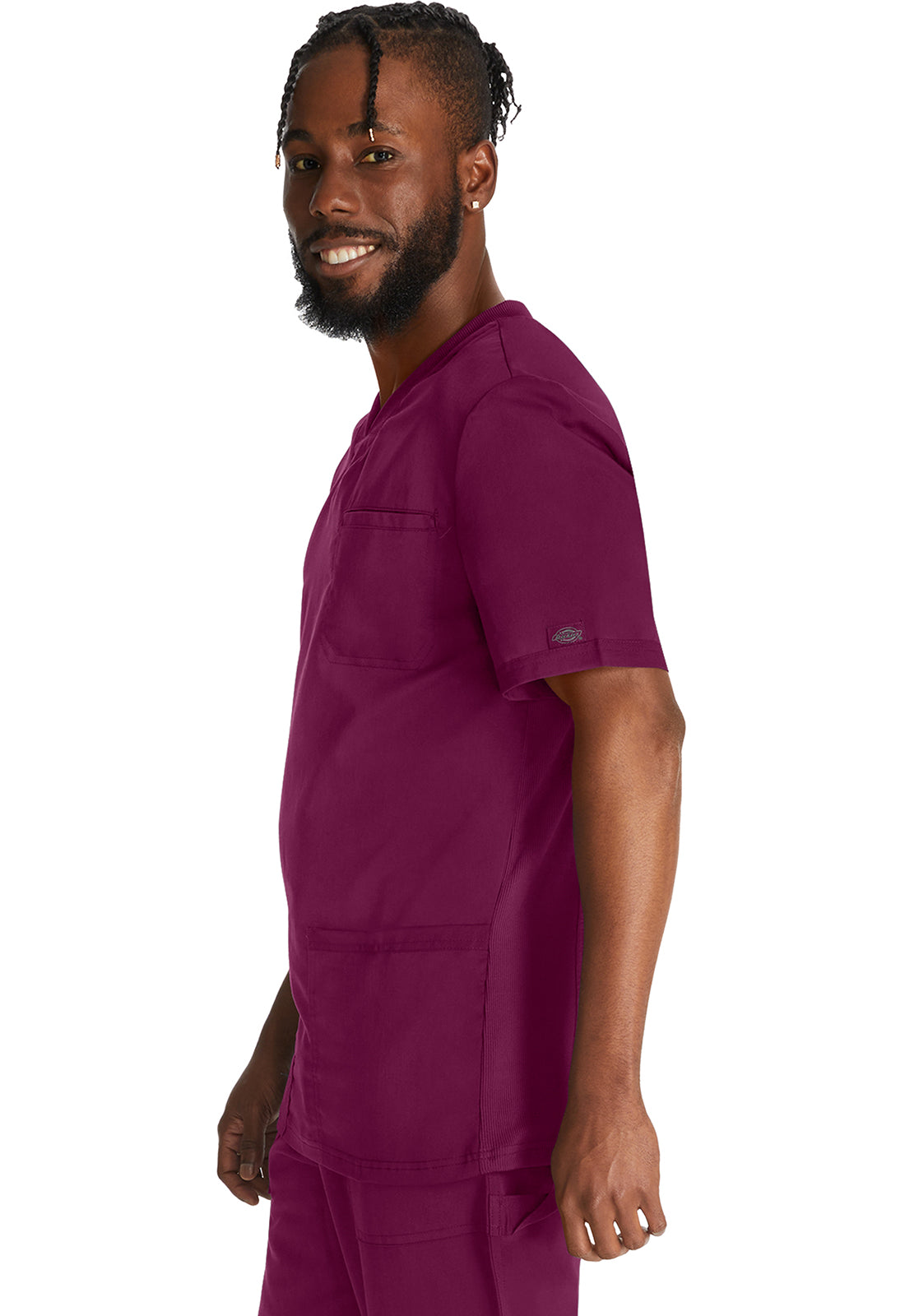 Heren T-shirt met V-hals met gebreide panelen en 2-way stretch