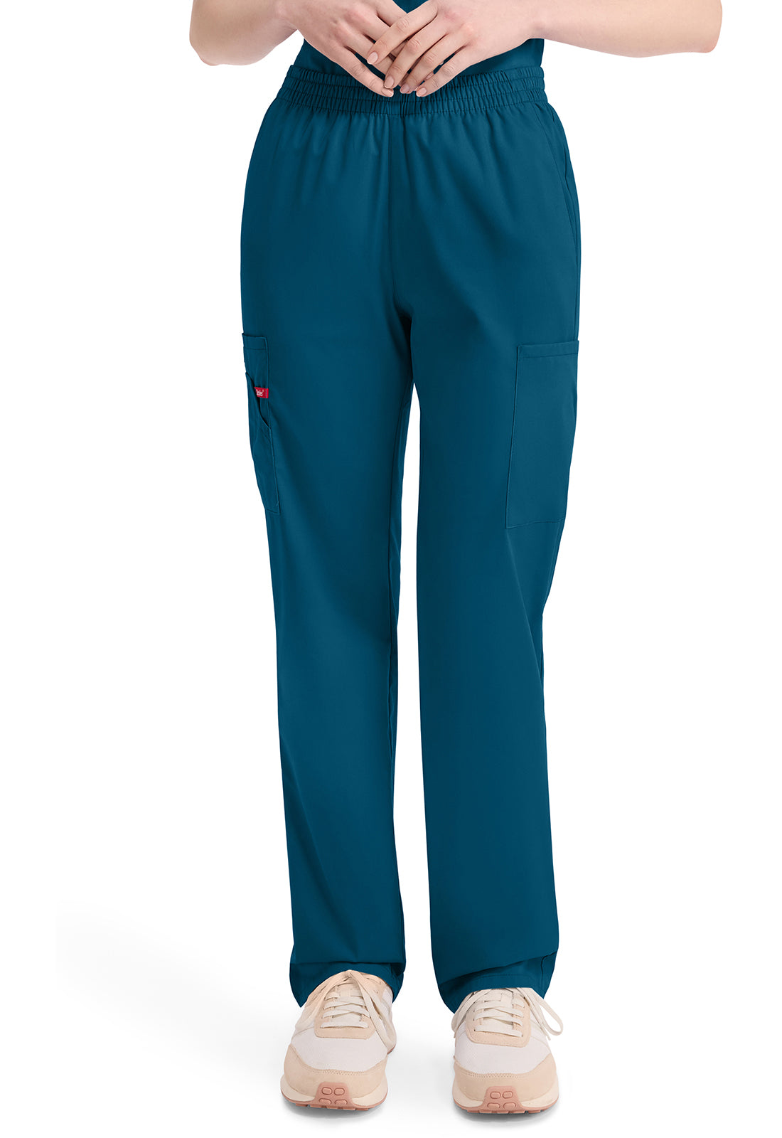 Broek met natuurlijke taille en taps toelopende pijpen dames met elastische tailleband en cargozakken