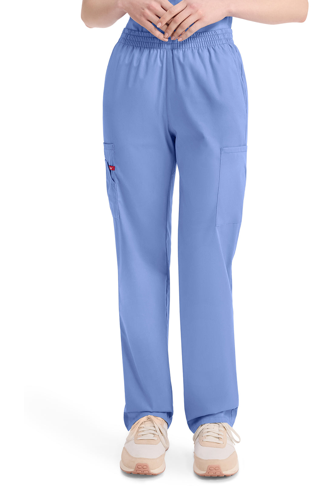 Broek met natuurlijke taille en taps toelopende pijpen dames met elastische tailleband en cargozakken