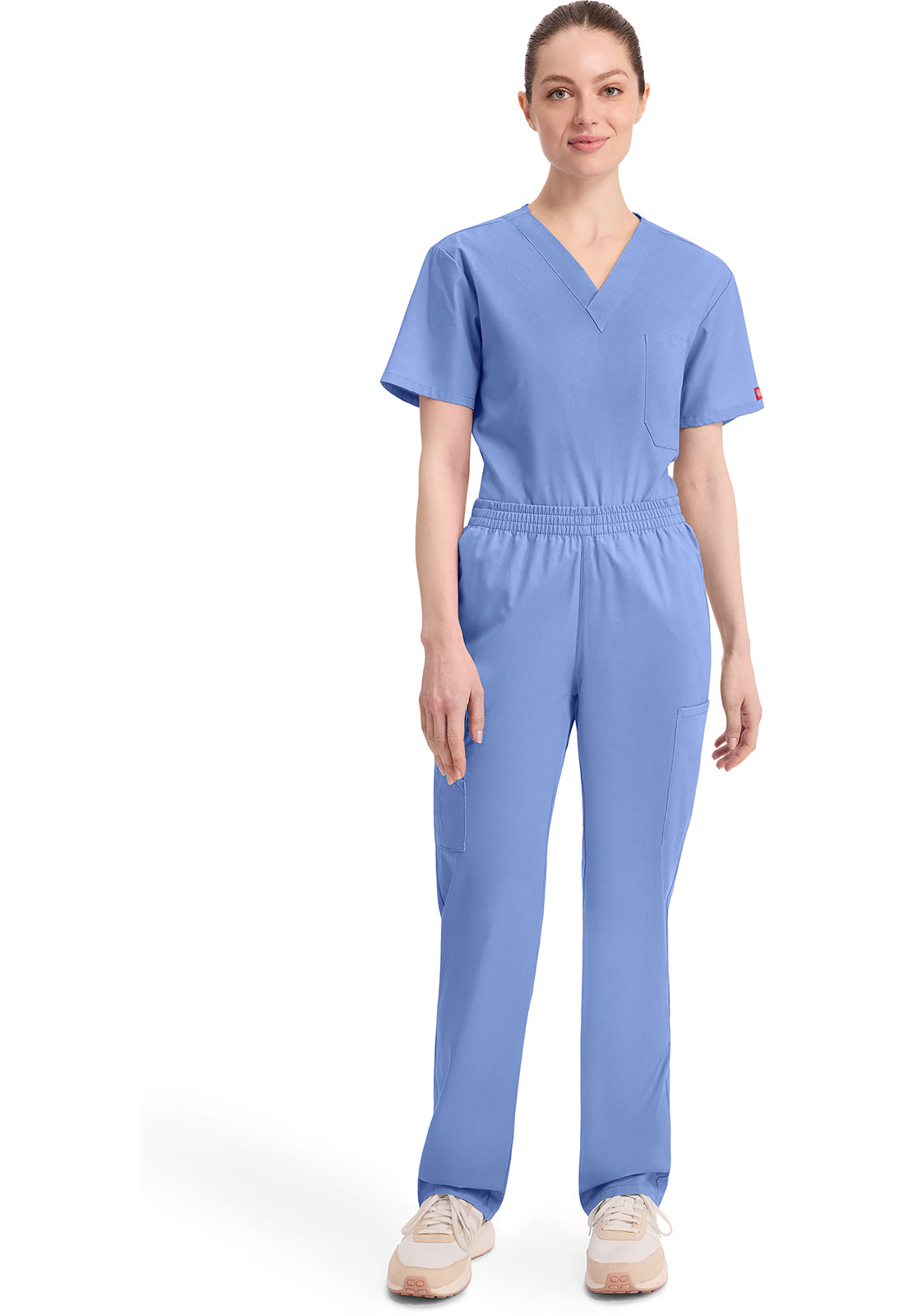 Broek met natuurlijke taille en taps toelopende pijpen dames met elastische tailleband en cargozakken