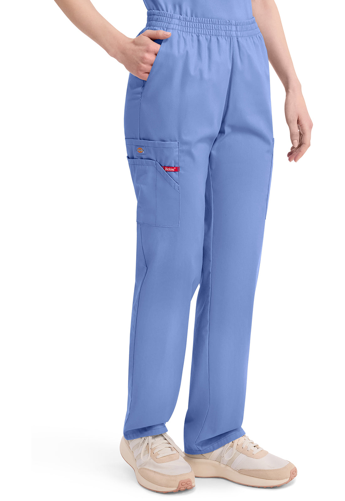 Broek met natuurlijke taille en taps toelopende pijpen dames met elastische tailleband en cargozakken