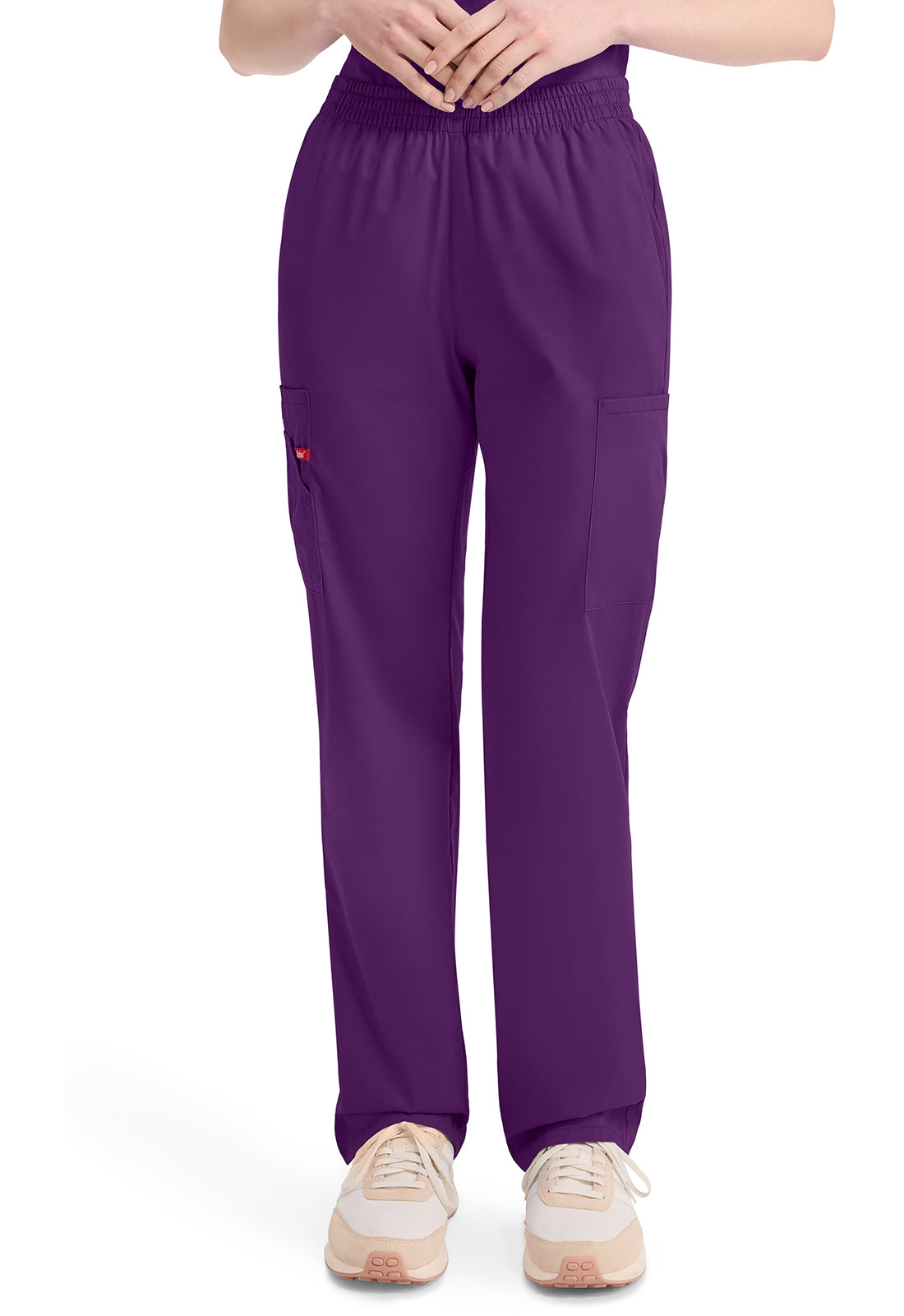 Broek met natuurlijke taille en taps toelopende pijpen dames met elastische tailleband en cargozakken