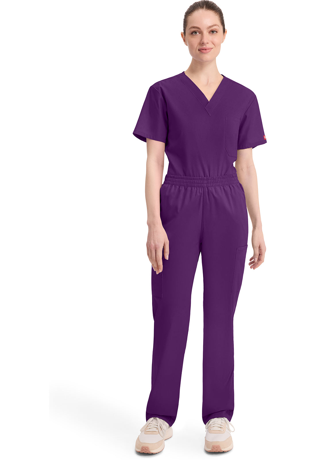 Broek met natuurlijke taille en taps toelopende pijpen dames met elastische tailleband en cargozakken