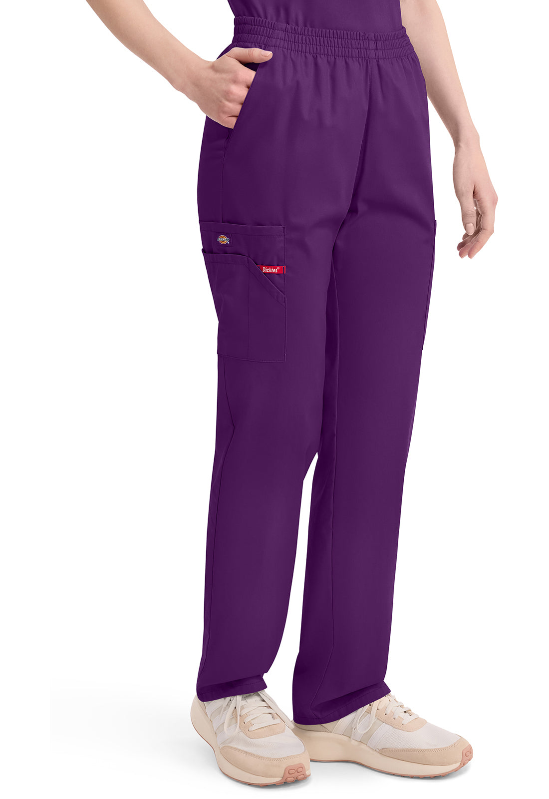 Broek met natuurlijke taille en taps toelopende pijpen dames met elastische tailleband en cargozakken