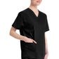 Top met V-hals in Caribisch blauw dames met modern classic pasvorm en zijsplitten DKE86706