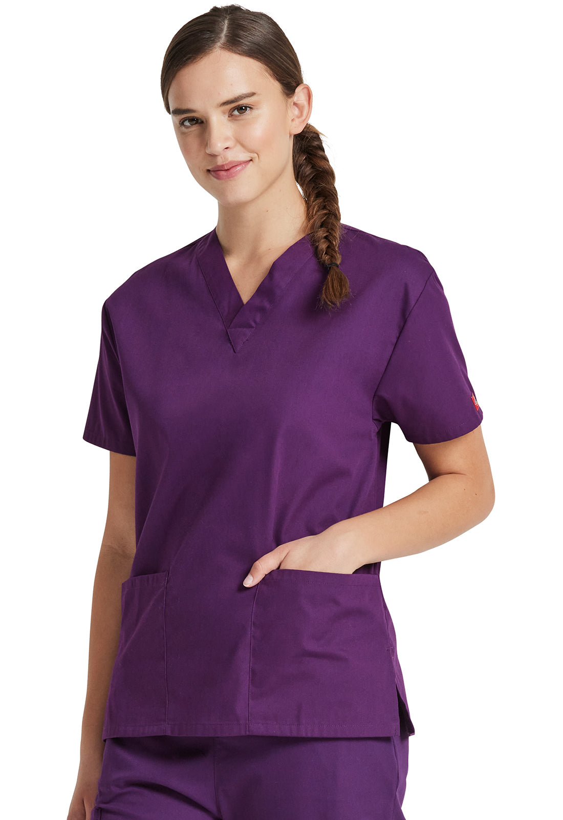 Top met V-hals in Caribisch blauw dames met modern classic pasvorm en zijsplitten DKE86706