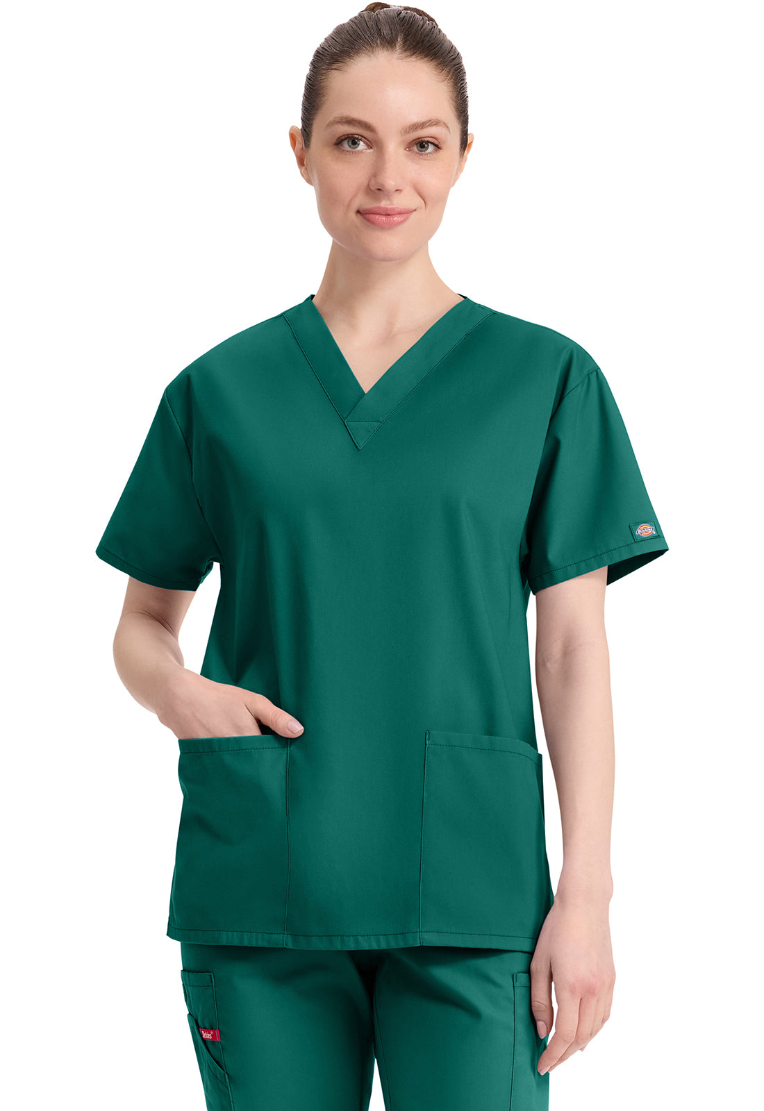 Top met V-hals in Caribisch blauw dames met modern classic pasvorm en zijsplitten DKE86706