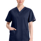 Top met V-hals in Caribisch blauw dames met modern classic pasvorm en zijsplitten DKE86706