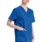 Top met V-hals in Caribisch blauw dames met modern classic pasvorm en zijsplitten DKE86706