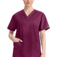 Top met V-hals in Caribisch blauw dames met modern classic pasvorm en zijsplitten DKE86706