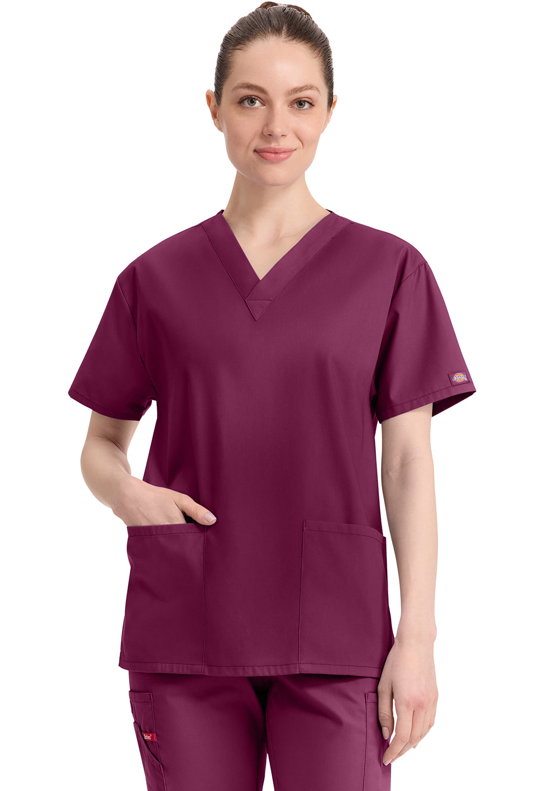 Top met V-hals in Caribisch blauw dames met modern classic pasvorm en zijsplitten DKE86706
