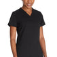 Top met V-hals en ribgebreide panelen dames met contemporary fit en stretchstof