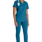 Top met V-hals en ribgebreide panelen dames met contemporary fit en stretchstof