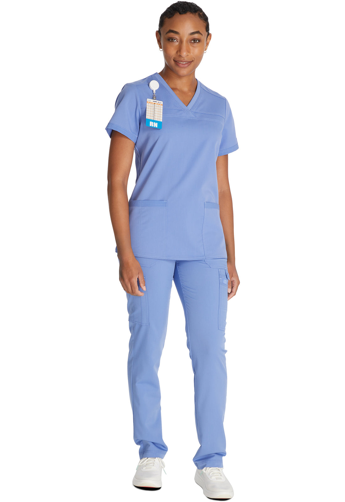 Top met V-hals en ribgebreide panelen dames met contemporary fit en stretchstof