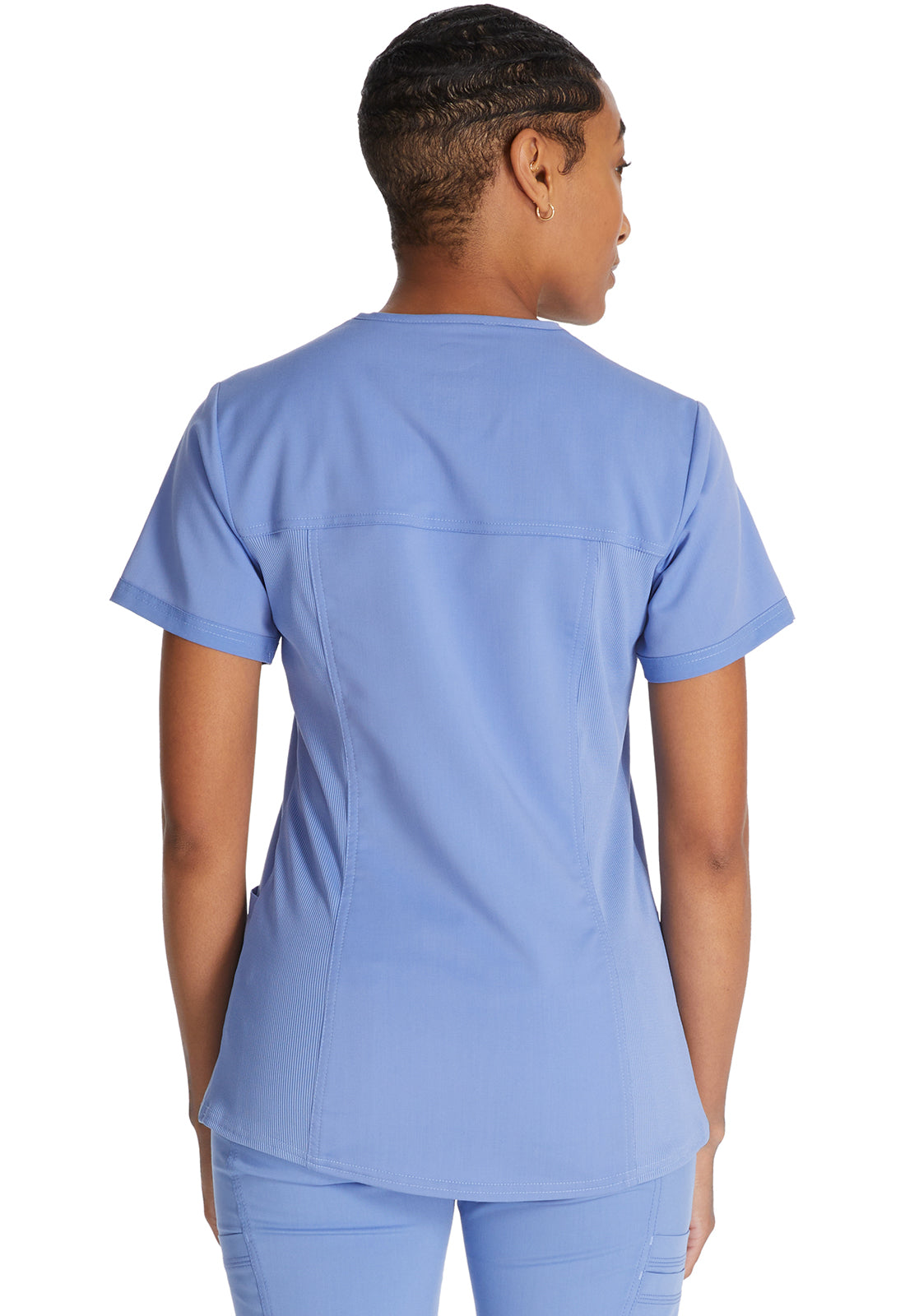 Top met V-hals en ribgebreide panelen dames met contemporary fit en stretchstof