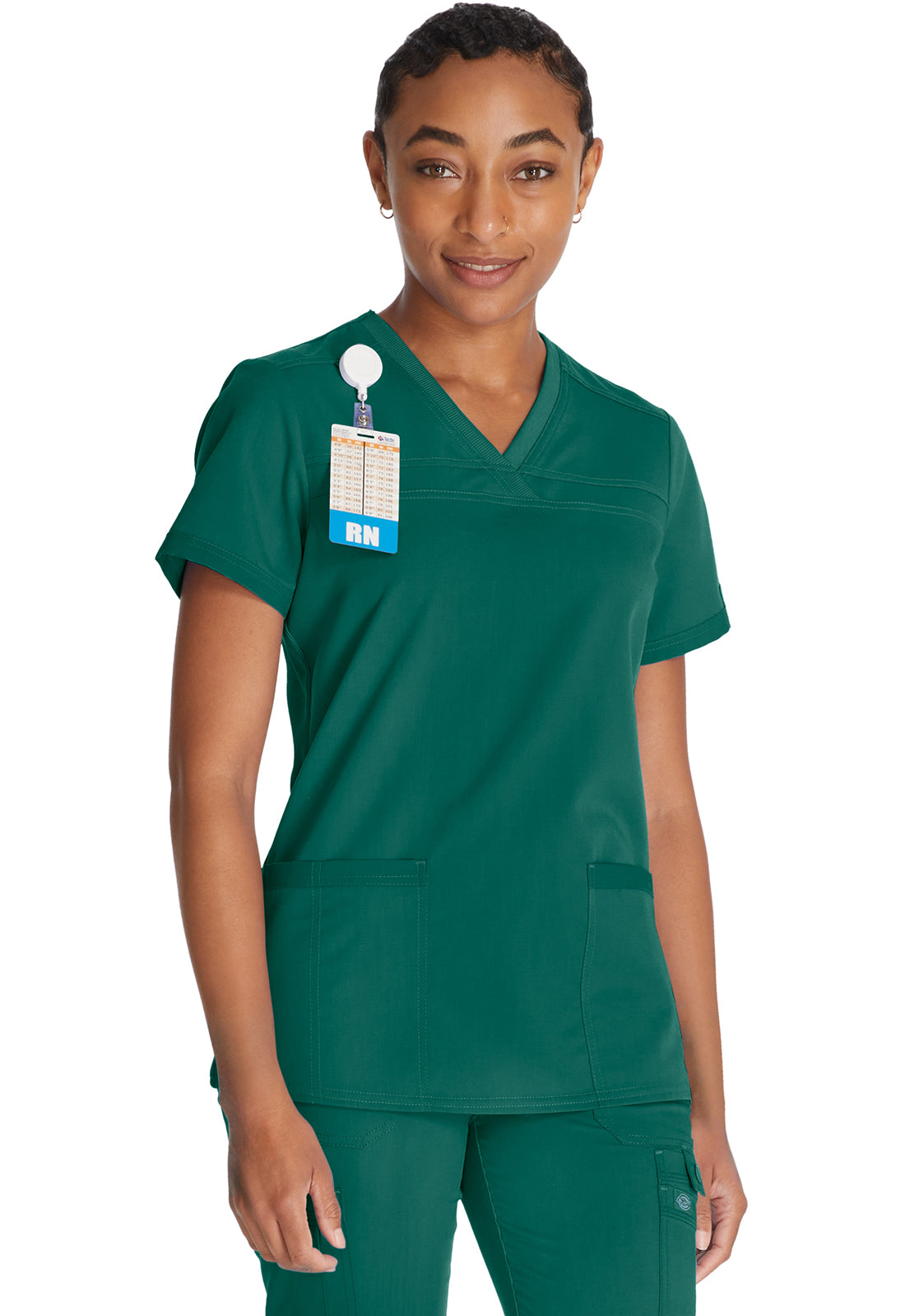 Top met V-hals en ribgebreide panelen dames met contemporary fit en stretchstof