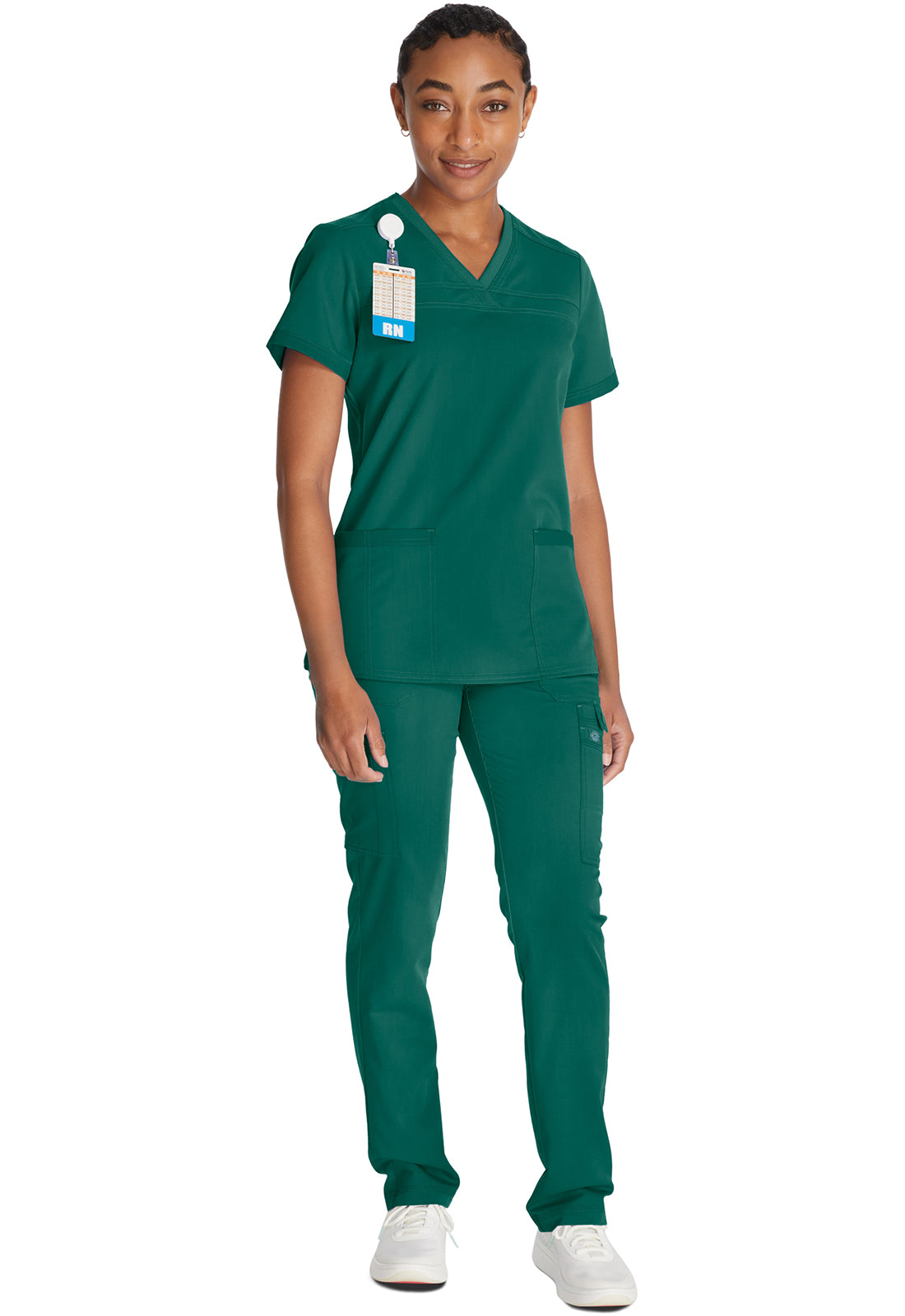Top met V-hals en ribgebreide panelen dames met contemporary fit en stretchstof