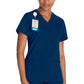 Top met V-hals en ribgebreide panelen dames met contemporary fit en stretchstof