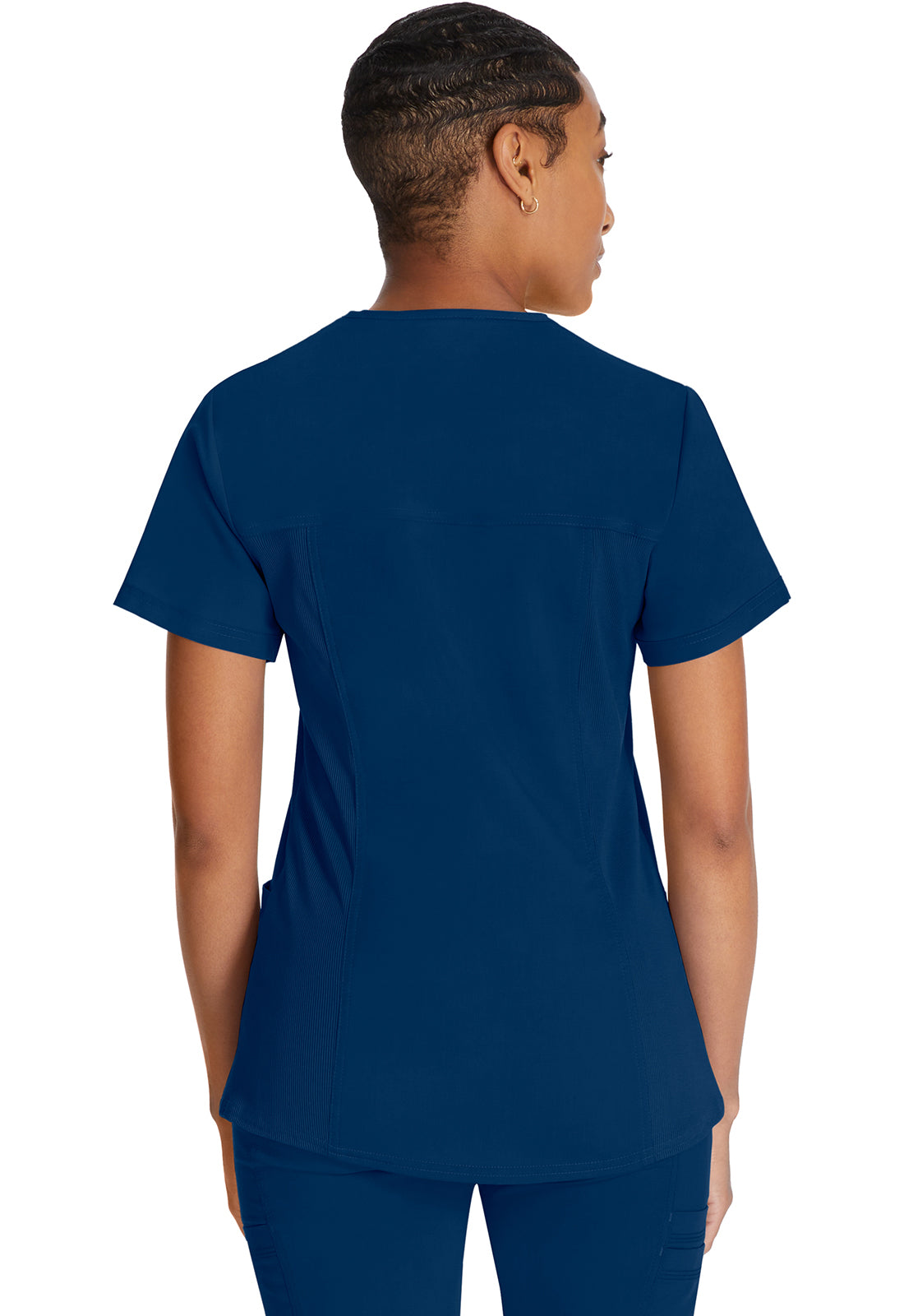 Top met V-hals en ribgebreide panelen dames met contemporary fit en stretchstof