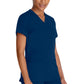 Top met V-hals en ribgebreide panelen dames met contemporary fit en stretchstof