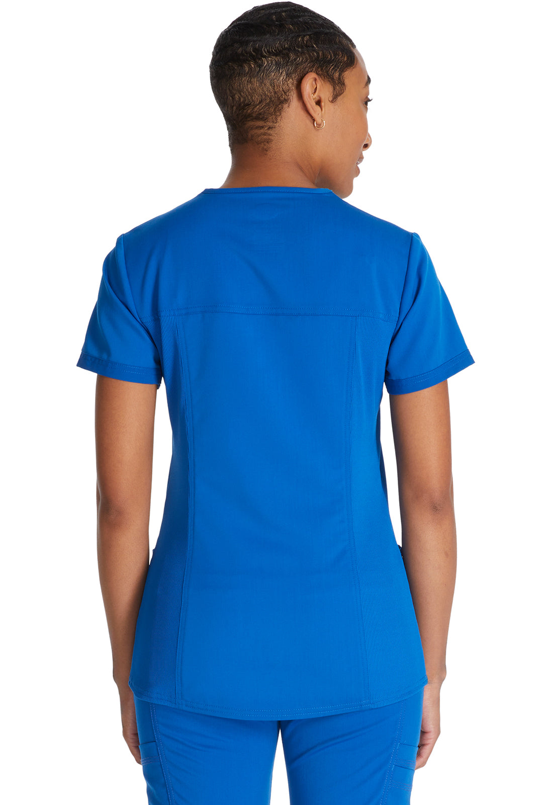 Top met V-hals en ribgebreide panelen dames met contemporary fit en stretchstof